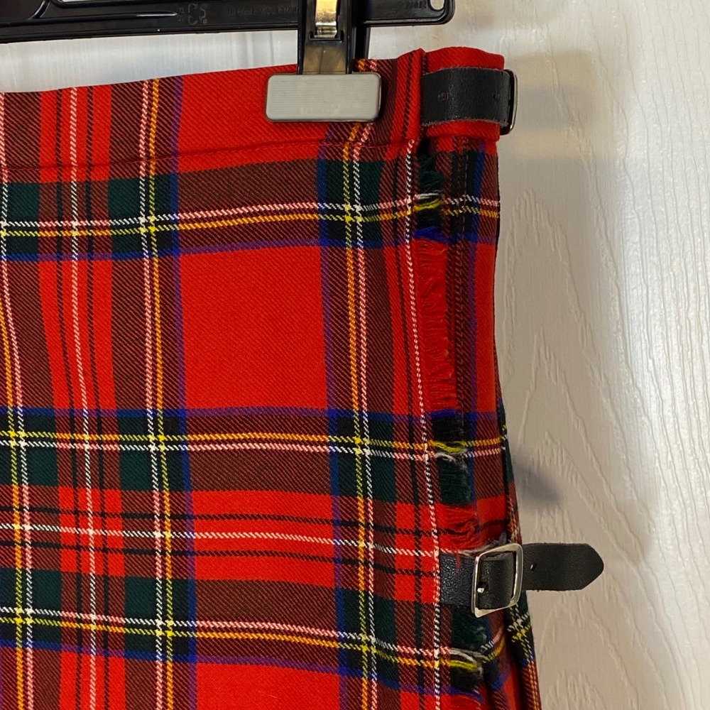 Hunt Club Red Royal Stewart‎ Tartan Wool Kilt Midi Skirt 12 - Picture 4 of 16